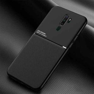 For OPPO A11x Classic Tilt Strip Grain Magnetic Shockproof PC + TPU Case(Black)