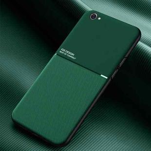 For OPPO R9s Classic Tilt Strip Grain Magnetic Shockproof PC + TPU Case(Green)