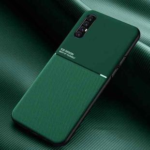 For OPPO Reno3 Pro Classic Tilt Strip Grain Magnetic Shockproof PC + TPU Case(Green)