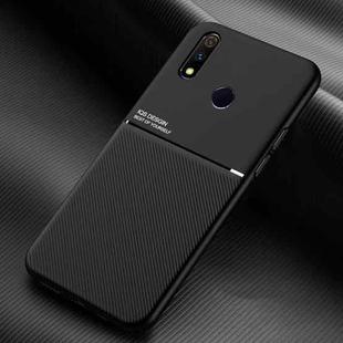 For OPPO Realme X Lite Classic Tilt Strip Grain Magnetic Shockproof PC + TPU Case(Black)