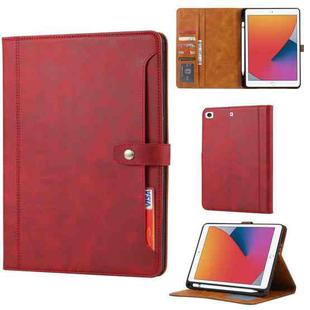 Calf Texture Double Fold Clasp Horizontal Flip Leather Case with Photo Frame & Holder & Card Slots & Wallet For iPad mini 5 / mini 4 / mini 3(Red)