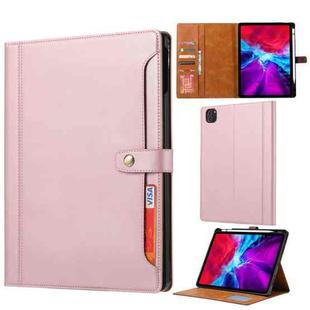 For iPad Pro 12.9 inch (2020) Calf Texture Double Fold Clasp Horizontal Flip Leather Tablet Case with Photo Frame & Holder & Card Slots & Wallet(Rose Gold)