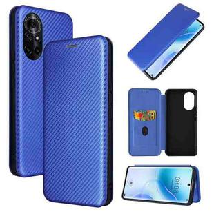 For Huawei nova 8 5G Carbon Fiber Texture Horizontal Flip TPU + PC + PU Leather Case with Card Slot(Blue)