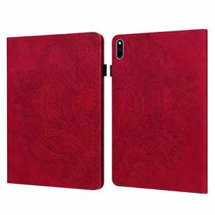 For Huawei MatePad 10.4 Peacock Embossed Pattern TPU + PU Horizontal Flip Leather Case with Holder & Card Slots & Wallet & Sleep / Wake-up Function(Red)