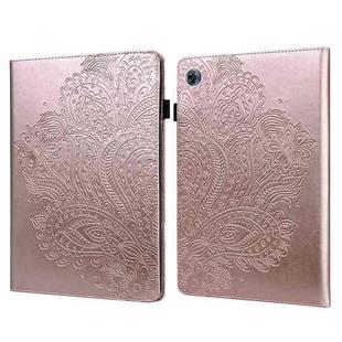 For Huawei MatePad T8 8.0 Peacock Embossed Pattern TPU + PU Horizontal Flip Leather Case with Holder & Card Slots & Wallet & Sleep / Wake-up Function(Rose Gold)