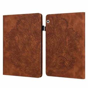 For Huawei MediaPad T3 10 Peacock Embossed Pattern TPU + PU Horizontal Flip Leather Case with Holder & Card Slots & Wallet & Sleep / Wake-up Function(Brown)