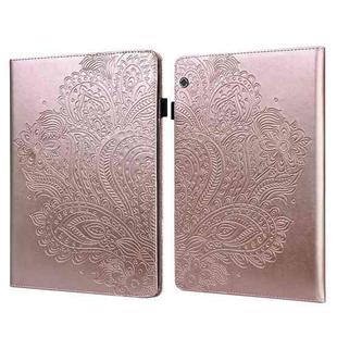 For Huawei MediaPad T5 10 inch Peacock Embossed Pattern TPU + PU Horizontal Flip Leather Case with Holder & Card Slots & Wallet & Sleep / Wake-up Function(Rose Gold)