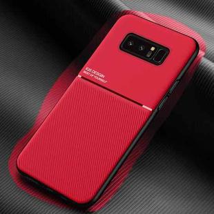 For Samsung Galaxy Note8 Classic Tilt Strip Grain Magnetic Shockproof PC + TPU Case(Red)