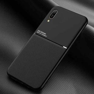 For Huawei Enjoy 9e Classic Tilt Strip Grain Magnetic Shockproof PC + TPU Case(Black)