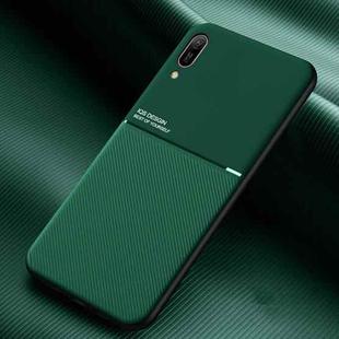 For Huawei Enjoy 9e Classic Tilt Strip Grain Magnetic Shockproof PC + TPU Case(Green)