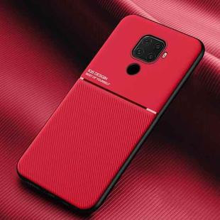 For Huawei Nova 5i Pro Classic Tilt Strip Grain Magnetic Shockproof PC + TPU Case(Red)