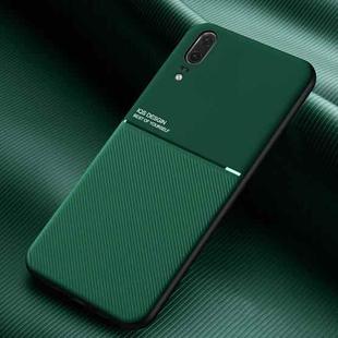 For Huawei P20 Classic Tilt Strip Grain Magnetic Shockproof PC + TPU Case(Green)