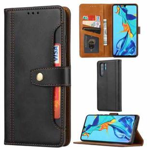 For Huawei P30 Pro Calf Texture Double Fold Clasp Horizontal Flip Leather Case with Photo Frame & Holder & Card Slots & Wallet(Black)