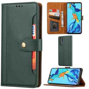 For Huawei P30 Pro Calf Texture Double Fold Clasp Horizontal Flip Leather Case with Photo Frame & Holder & Card Slots & Wallet(Green)