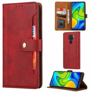 For Xiaomi Redmi Note 9 Calf Texture Double Fold Clasp Horizontal Flip Leather Case with Photo Frame & Holder & Card Slots & Wallet(Red)