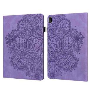 For Lenovo E10 Peacock Embossed Pattern TPU + PU Horizontal Flip Leather Case with Holder & Card Slots & Wallet & Sleep / Wake-up Function(Purple)