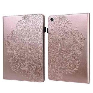 For Lenovo Tab M10 Plus Peacock Embossed Pattern TPU + PU Horizontal Flip Leather Case with Holder & Card Slots & Wallet & Sleep / Wake-up Function(Rose Gold)