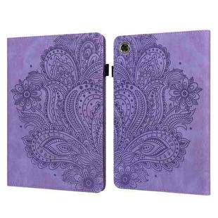 For Lenovo Tab M8 (FHD) TB-8705F Peacock Embossed Pattern TPU + PU Horizontal Flip Leather Case with Holder & Card Slots & Wallet & Sleep / Wake-up Function(Purple)