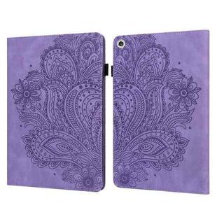 For Lenovo Tab M10 HD TB-605L X605F Peacock Embossed Pattern TPU + PU Horizontal Flip Leather Case with Holder & Card Slots & Wallet & Sleep / Wake-up Function(Purple)