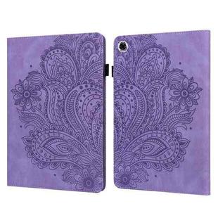 For Lenovo Tab M10 Plus TB-X606F Peacock Embossed Pattern TPU + PU Horizontal Flip Leather Case with Holder & Card Slots & Wallet & Sleep / Wake-up Function(Purple)