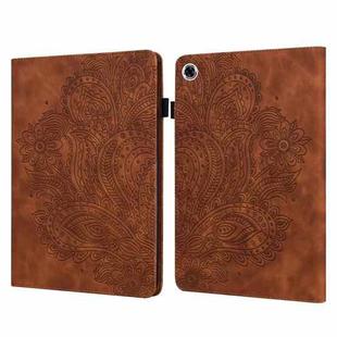 For Lenovo Tab M10 Plus TB-X606F Peacock Embossed Pattern TPU + PU Horizontal Flip Leather Case with Holder & Card Slots & Wallet & Sleep / Wake-up Function(Brown)