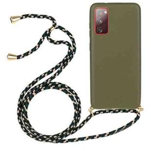 For Samsung Galaxy S20 FE Wheat Straw Material + TPU Protective Case with Lanyard(Army Green)
