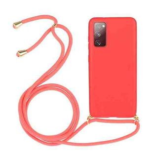 For Samsung Galaxy S20 FE Wheat Straw Material + TPU Protective Case with Lanyard(Red)