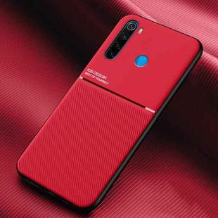 For Xiaomi Redmi Note 8 Classic Tilt Strip Grain Magnetic Shockproof PC + TPU Case(Red)