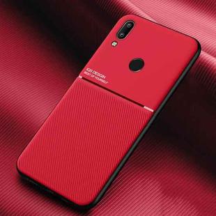 For Xiaomi Redmi Note 7 Classic Tilt Strip Grain Magnetic Shockproof PC + TPU Case(Red)