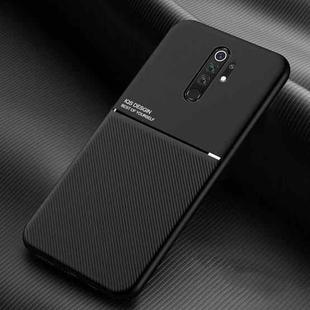 For Xiaomi Redmi Note 8 Pro Classic Tilt Strip Grain Magnetic Shockproof PC + TPU Case(Black)