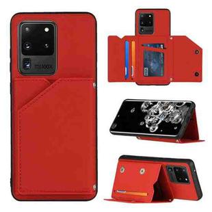 For Samsung Galaxy S20 Ultra Skin Feel PU + TPU + PC Back Cover Shockproof Case with Card Slots & Holder & Photo Frame(Red)