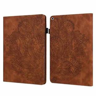Peacock Embossed Pattern TPU + PU Horizontal Flip Leather Case with Holder & Card Slots & Wallet & Sleep / Wake-up Function For iPad 9.7 (2017) & (2018)(Brown)