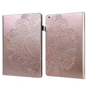 For iPad 10.2 2021 / 2020 / 2019 Peacock Embossed Pattern TPU + PU Horizontal Flip Leather Case with Holder & Card Slots & Wallet & Sleep / Wake-up Function(Rose Gold)