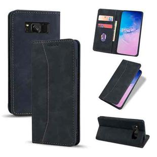 For Samsung Galaxy S8+ Skin-feel Calfskin Texture Magnetic Dual-Fold Horizontal Flip Leather Case with Holder & Card Slots & Wallet(Black)