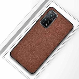 For Xiaomi Mi 10T 5G Shockproof Cloth Texture PC + TPU Protective Case(Brown)