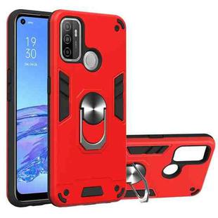 For OPPO A32 2020 / A53 / A33 2020 Armour Series PC + TPU Protective Case with Ring Holder(Red)