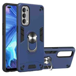 For OPPO Reno4 4G Armour Series PC + TPU Protective Case with Ring Holder(Royal Blue)