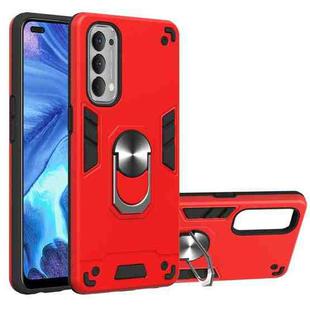 For OPPO Reno4 4G Armour Series PC + TPU Protective Case with Ring Holder(Red)