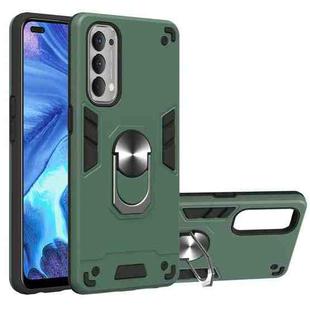 For OPPO Reno4 4G Armour Series PC + TPU Protective Case with Ring Holder(Dark Green)