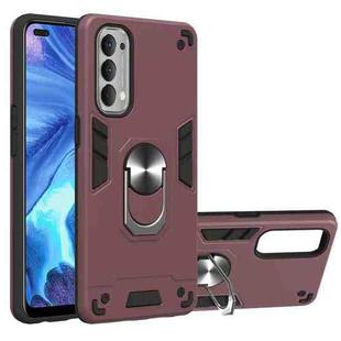 For OPPO Reno4 4G Armour Series PC + TPU Protective Case with Ring Holder(Wnie Red)