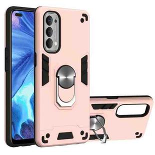 For OPPO Reno4 4G Armour Series PC + TPU Protective Case with Ring Holder(Rose Gold)