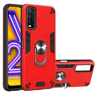 For vivo Y20 Armour Series PC + TPU Protective Case with Ring Holder(Red)