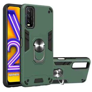 For vivo Y20 Armour Series PC + TPU Protective Case with Ring Holder(Dark Green)