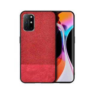 For OnePlus 8T Shockproof Splicing PU + Cloth Protective Case(Stitching Red)