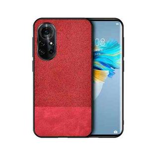 For Huawei Nova 8 Pro 5G Shockproof Splicing PU + Cloth Protective Case(Stitching Red)