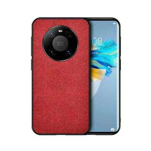 For Huawei Mate 40 Pro+ Shockproof Splicing PU + Cloth Protective Case(Morning Red)