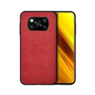 For Xiaomi Poco X3 NFC Shockproof Splicing PU + Cloth Protective Case(Morning Red)