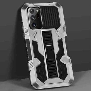 For Samsung Galaxy Note20 Vanguard Warrior All Inclusive Double-color Shockproof TPU + PC Protective Case with Holder(Silver White)