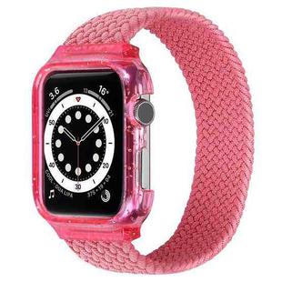Weave Wrist Strap Watch Bands with Frame For Apple Watch Series 8&7 41mm / SE 2&6&SE&5&4 40mm / 3&2&1 38mm, Length:155mm(Bright Pink)