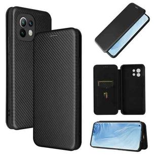 For Xiaomi Mi 11 Carbon Fiber Texture Horizontal Flip TPU + PC + PU Leather Case with Card Slot(Black)